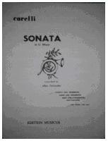 Picture of Sheet music for trumpet, tenor trombone and piano by Arcangelo Corelli
