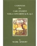 Picture of Sheet music for viola. Cadenzas for Stamitz Viola Concerto