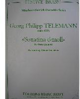 Picture of Sheet music  for piano, harpsichord or organ; 2 trumpets; french horn; trombone; tuba. Sheet music for brass quintet and piano, harpsichord or organ by Georg Philipp Telemann