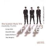 Picture of CD of music for three flutes by Django Bates, Edward McGuire, Gordon McPherson and Thea Musgrave performed by the Scottish Flute Trio