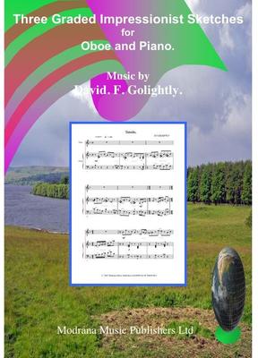 Picture of Sheet music  by David Frederick Golightly. Three graded pieces for oboe and piano. Score and part.  Includes a cd (computer generated) 
