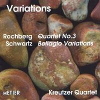 Picture of CD of music for string quartet by Elliott Schwartz and George Rochberg performed by the Kreutzer Quartet