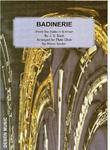 Picture of Sheet music  for 6 flutes; 2 flutes or piccolos; alto flute; bass flute by Johann Sebastian Bach. Bach's famous Badinerie arranged for flute choir by Robin Soldan.