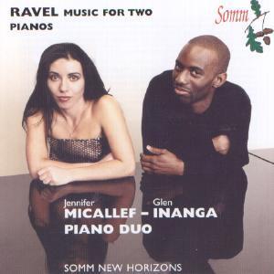 Picture of CD of Ravel's music for two pianos, performed by the Micallef-Inanga Piano Duo.