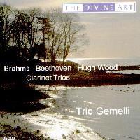 Picture of CD of clarinet trios by Brahms, Beethoven and Hugh Wood, performed by Trio Gemelli - John Bradbury (clarinet), Adrian Bradbury ('cello), Emily Segal (piano).