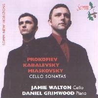 Picture of CD of music for cello by Prokofiev, Kabalevsky and Miaskovsky performed by Jamie Walton (cello) and Daniel Grimwood (piano)