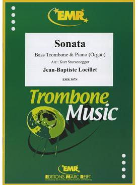 Picture of Sheet music for bass trombone and piano or organ by Jean-Baptiste Loeillet
