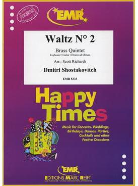 Picture of Sheet music  for 2 trumpets (Bb/C); french horn (Eb/F), trumpet, trombone (bc/tc) or euphonium; trombone (bc/tc) or euphonium; trombone (bc/tc), euphonium or tuba (Bb/C/Eb); piano or guitar (optional); percussion (optional). Sheet music for brass quintet with optional piano or guitar and percussion by Dmitri Shostakovitch