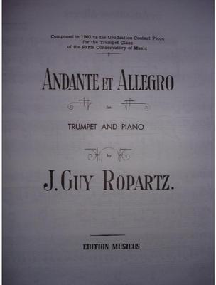 Picture of Sheet music for trumpet, cornet or flugelhorn and piano by Guy de Ropartz