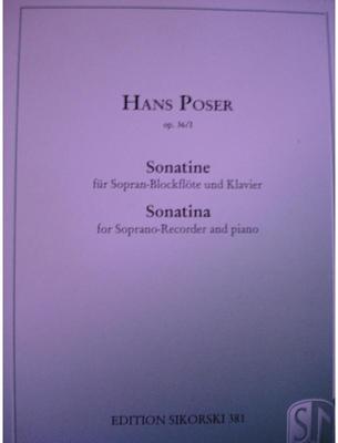 Picture of Sheet music for descant recorder and piano by Hans Poser