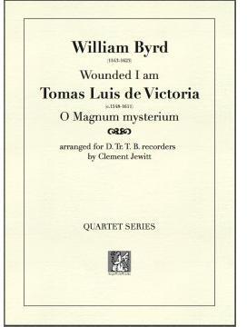 Picture of Sheet music  for descant recorder, treble recorder, tenor recorder and bass recorder by William Byrd and Tomas Luis de Victoria. Two Baroque composers contrast with each other.