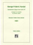 Picture of Sheet music  for descant recorder, treble recorder and tenor recorder by George Frideric Handel. Arranged for recorder trio