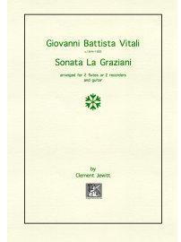 Picture of Sheet music  for flute, treble recorder and guitar by Giovanni Battista Vitali. Late 17th Century Italian trio sonata