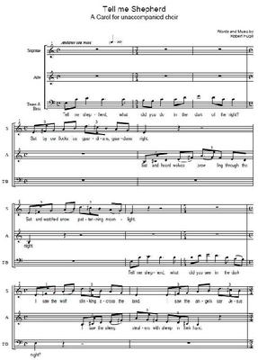 Picture of Sheet music  by Robert Hugill. Short carol for unaccompanied four-part (SATB) choir with minimal division between tenor and bass.