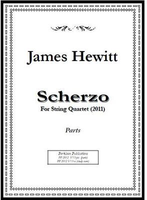 Picture of Sheet music  for violin, violin, viola and cello by James Hewitt. Scherzo for String Quartet combines lively rhythms, playful dialogues, and lyrical fugato writing.