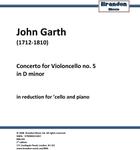 Picture of Sheet music  for cello and piano by John Garth. Garth's extraordinary cello concertos