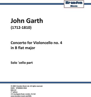 Picture of Sheet music  for cello by John Garth. Garth's extraordinary concerto