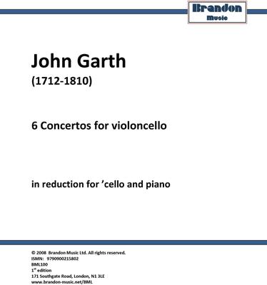 Picture of Sheet music  for cello and piano by John Garth. Garth's extraordinary cello concertos