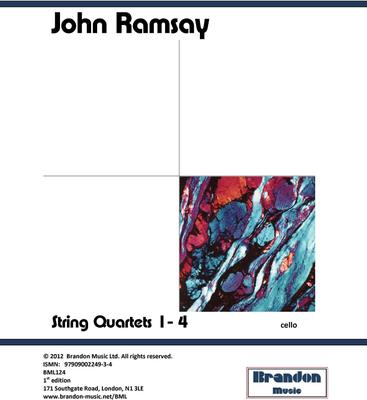 Picture of Sheet music  for cello by John Ramsay. Ramsay's four string quartets have been praised unanimously by international music critics following their recording by the Fitzwilliam String Quartets. These are modern works written in a relatively traditional tonal style so are most accessible.