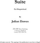 Picture of Sheet music  by Julian Dawes. Suite for Harpsichord
Prelude; Arioso; Contemplation; Sonore; Toccatina; Fugato;  Gigue