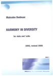 Picture of Sheet music  by Malcolm Dedman. This is a duet for viola and cello and expresses the idea of harmony in a diverse culture.