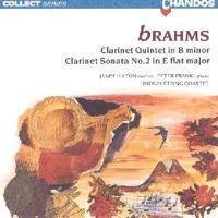 Picture of CD of the Brahms Clarinet Quintet and Sonata No.2 for Clarinet performed by Janet Hilton, Peter Frankl and the Lindsay Quartet