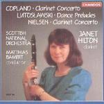 Picture of CD of concertos for clarinet by Copland and Nielsen performed by Janet Hilton with the Scottish National Orchestra conducted by Matthias Bamert