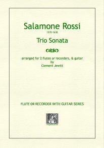 Picture of Sheet music  for flute, descant recorder, treble recorder, tenor recorder and guitar by Salamone Rossi. Early 17th Century instrumental music