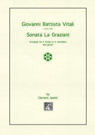 Picture of Sheet music  for flute, flute, treble recorder, treble recorder and guitar by Giovanni Battista Vitali. Late 17th Century Italian trio sonata