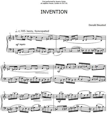 Picture of Sheet music  by Donald Bousted. Invention and Chords is a lively, unexpected composition for piano.