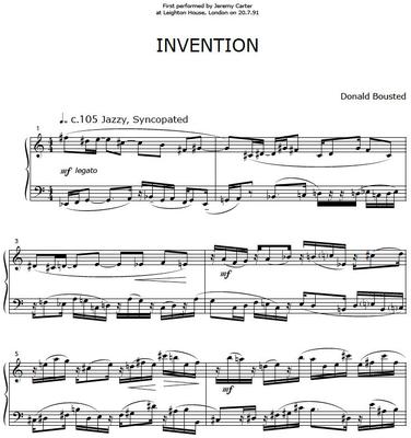 Picture of Sheet music  by Donald Bousted. Invention and Chords is a lively, unexpected composition for piano.