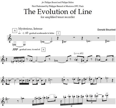 Picture of Sheet music  by Donald Bousted. A contemporary piece for amplified (or electro-acoustic) tenor recorder.