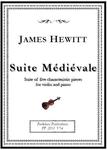 Picture of Sheet music  for violin and piano by James Hewitt. Suite Médiévale evokes the atmosphere of a bygone age, painting an exotic soundscape with modal melodies and harmonies featuring open fifths. Nevertheless behind the apparent simplicity lies a constant play of symmetry and asymmetry, with interesting rhythms and unexpected
turns.
