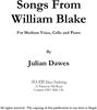 Picture of Sheet music  for mezzo-soprano, tenor, cello and piano by Julian Dawes. A setting of poems by William Blake For Medium Voice, Cello and Piano