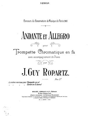 Picture of Sheet music for Trumpet in C and piano by J. Guy Ropartz