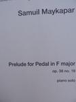 Picture of Sheet music for piano solo by Samuil Maykapar
