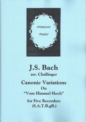 Picture of Sheet music  for recorder ensemble by Johann Sebastian Bach. Originally for organ, these variations were composed towards the end of Bach's life. This recorder version makes use of contrasting registers and adds a few notes, though remains largely faithful to the original.