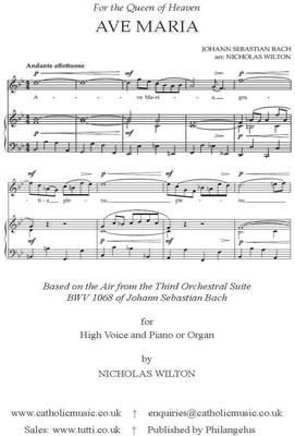 Picture of Sheet music  for soprano and keyboard. A setting of the Latin prayer to the Queen of Heaven. Nicholas Wilton uses the Air from Bach's Third Orchestral Suite for his beautifully conceived work. (Purchase 2 copies for performance.)