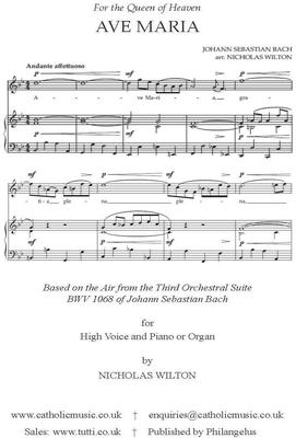 Picture of Sheet music  for soprano and keyboard. A setting of the Latin prayer to the Queen of Heaven. Nicholas Wilton uses the Air from Bach's Third Orchestral Suite for his beautifully conceived work. (This is a licence to print 2 copies for performance.)